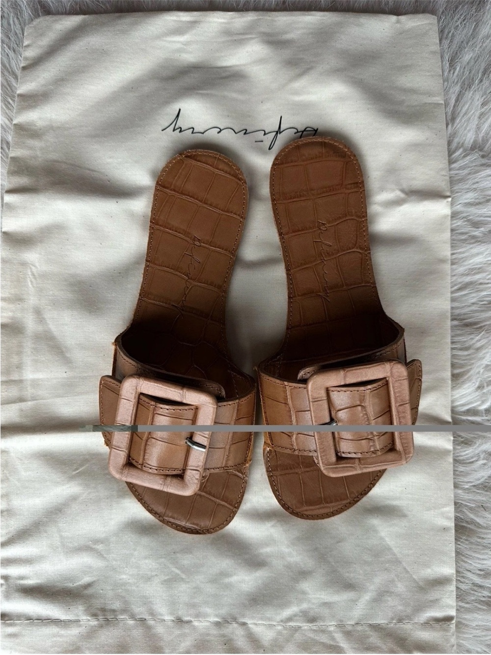 Made in Italy loop open leather Suede Sandal - Camel Brown 35 - Picture 8 of 13